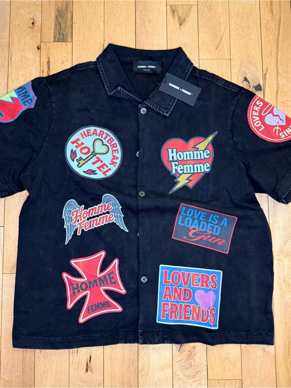 Homme Femme Heartbreak Button Down Black Men’s XL $165.00